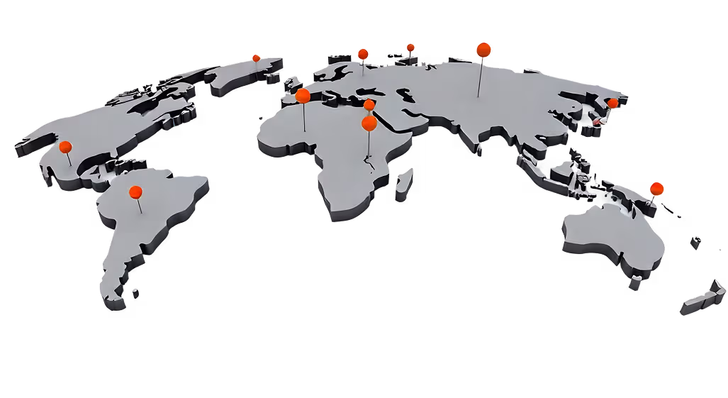3D world map showing PiqPay's global payment coverage